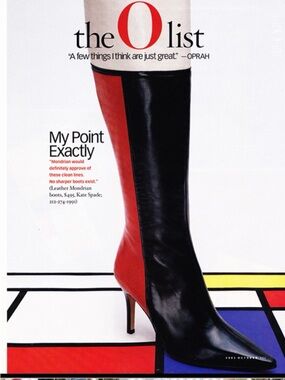 kate spade Mondrian Black, Red & Cream Colorblock Knee-High Leather Boots